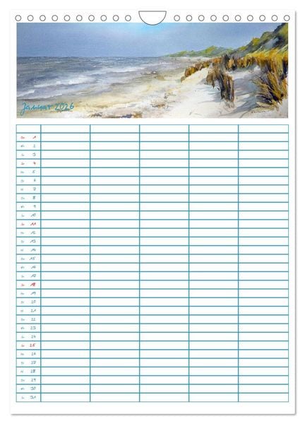 Produktbild: Amrumaquarelle (Wandkalender 2026 DIN A4 hoch), CALVENDO Monatskalender
