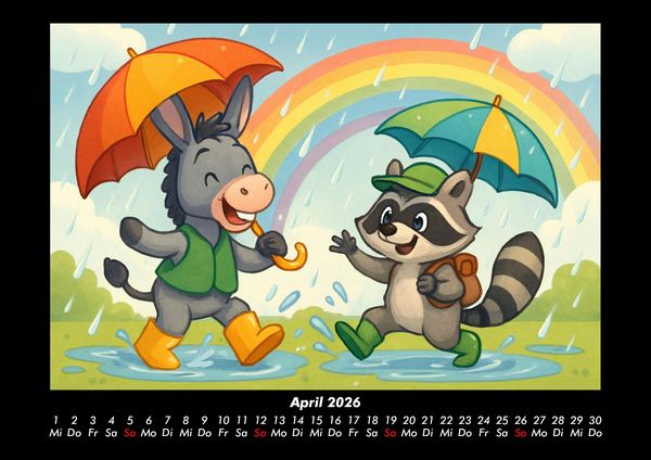 Produktbild: Huf & Rocco Abenteuer durchs Jahr 2026 Fotokalender DIN A3