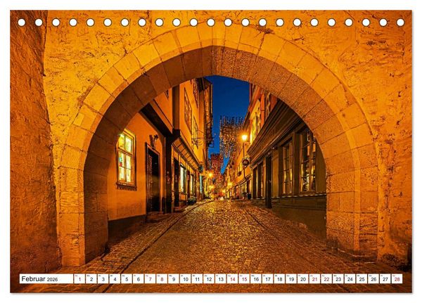 Produktbild: Rund um die Kr&auml;merbr&uuml;cke - Ein St&uuml;ck Mittelalter in Erfurt (Tischkalender 2026 DIN A5 quer), CALVENDO Monatskalender