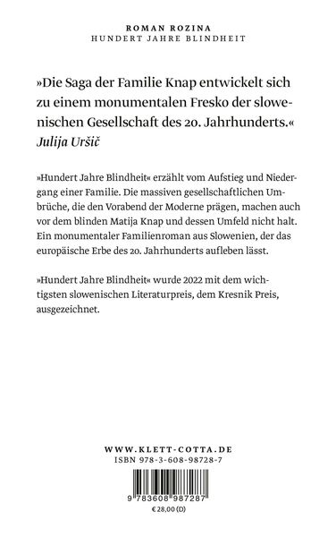 Produktbild: Hundert Jahre Blindheit