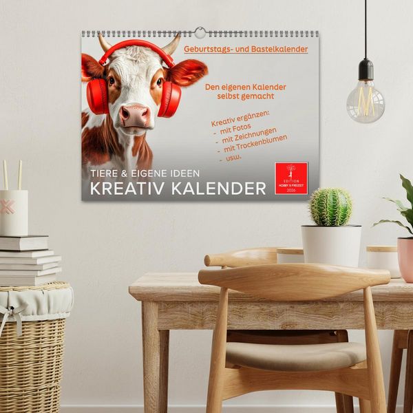 Produktbild: Kreativ Kalender - Tiere & eigene Ideen (Wandkalender 2026 DIN A3 quer), CALVENDO Monatskalender