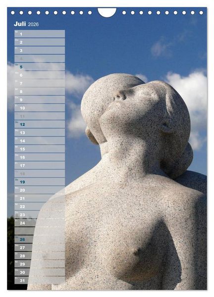 Produktbild: Skulpturen im Vigeland-Park Oslo (Wandkalender 2026 DIN A4 hoch), CALVENDO Monatskalender