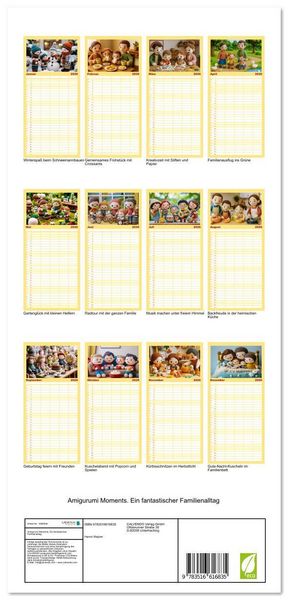Produktbild: Familienplaner 2026 - Amigurumi Moments. Ein fantastischer Familienalltag mit 5 Spalten (Wandkalender, 21 x 45 cm) CALVENDO