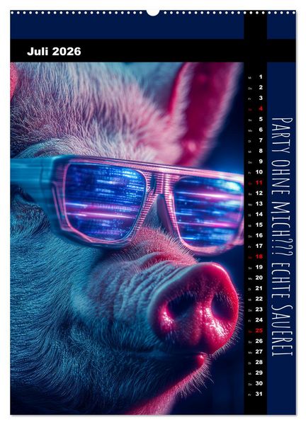 Produktbild: Coole Sau - Lustiger Spr&uuml;che Kalender mit witzigen Schweinchen (Wandkalender 2026 DIN A2 hoch), CALVENDO Monatskalender