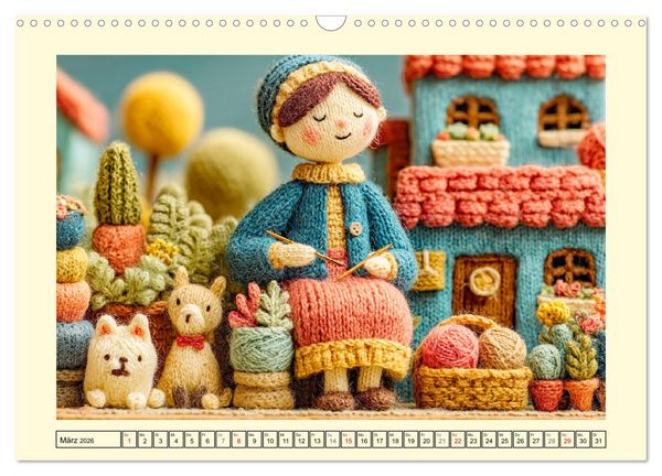 Produktbild: Wollige Maschenwelt. Gestrickte Harmonie f&uuml;r gem&uuml;tliche Momente (Wandkalender 2026 DIN A3 quer), CALVENDO Monatskalender