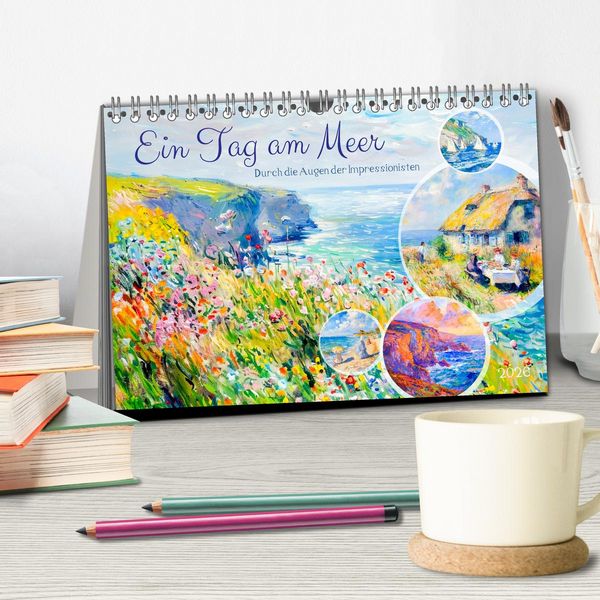 Produktbild: Ein Tag am Meer - Durch die Augen der Impressionisten (Tischkalender 2026 DIN A5 quer), CALVENDO Monatskalender