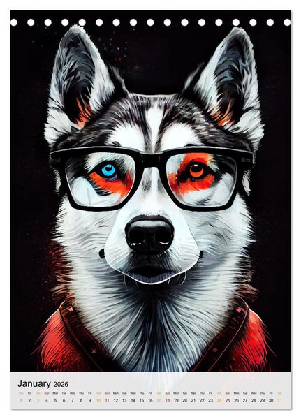 Produktbild: Hipster Dogs (Desk Calendar 2026 DIN A5 portrait), CALVENDO 12 Month DeskCalendar