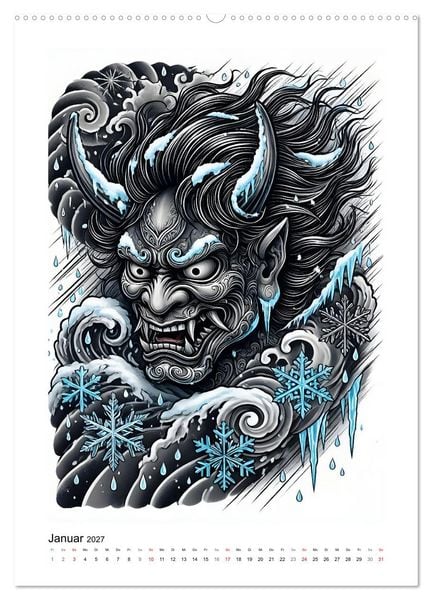 Produktbild: Irezumi - Japans Seele in zwei Farben (hochwertiger Premium Wandkalender 2027 DIN A2 hoch), Kunstdruck in Hochglanz