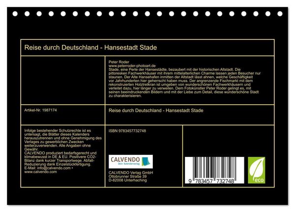Produktbild: Reise durch Deutschland - Hansestadt Stade (Tischkalender 2026 DIN A5 quer), CALVENDO Monatskalender