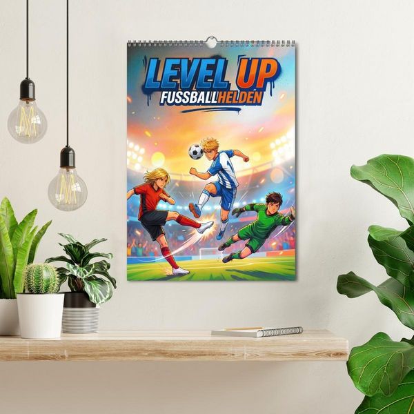 Produktbild: Level Up &ndash; Fu&szlig;ballhelden (Wandkalender 2027 DIN A3 hoch), CALVENDO Monatskalender