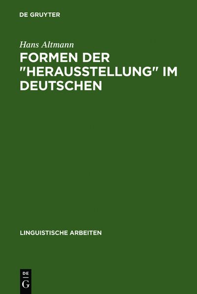 Produktbild: Formen der "Herausstellung" im Deutschen