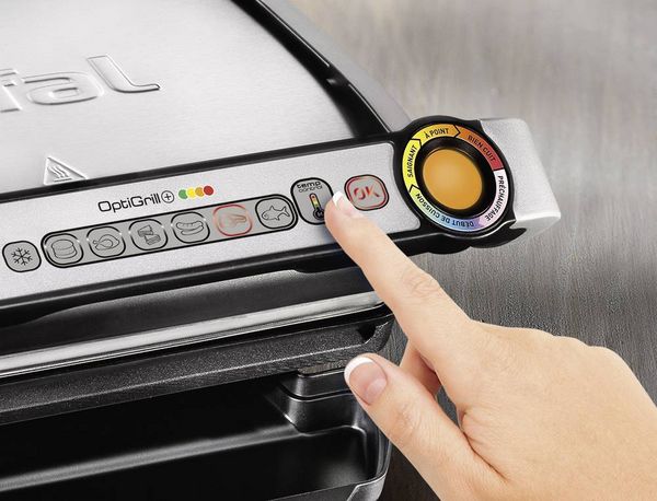 Produktbild: Tefal Optigrill+ Elektro Kontaktgrill Automatische Temperaturanpassung Edelstahl (geb&uuml;rstet), Schwarz