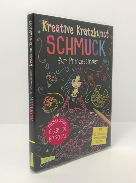 Produktbild: Kratzbilder f&uuml;r Kinder: Kreative Kratzkunst: Schmuck f&uuml;r Prinzessinnen: Set mit 10 Kratzbildern, Anleitungsbuch und Holzstift