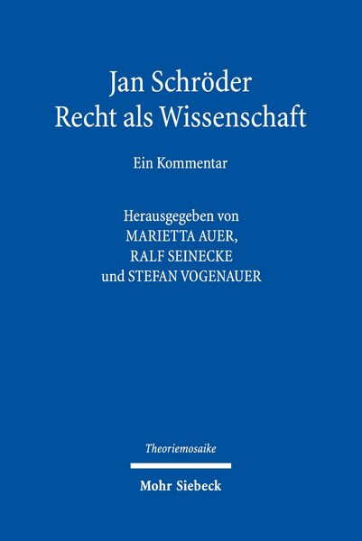 Produktbild: Jan Schr&ouml;der: Recht als Wissenschaft