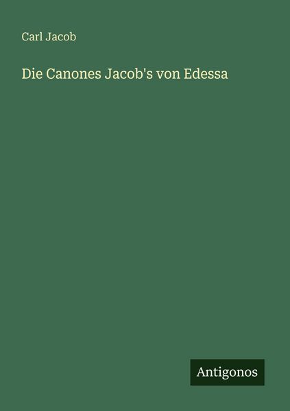 Produktbild: Die Canones Jacob's von Edessa