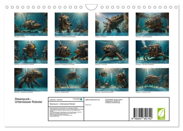 Produktbild: Steampunk - Unterwasser Roboter (Wandkalender 2026 DIN A4 quer), CALVENDO Monatskalender