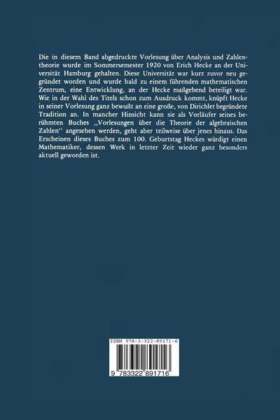 Produktbild: Analysis und Zahlentheorie