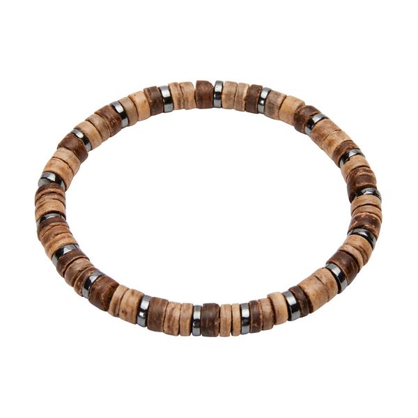 Produktbild: Armband VIRO XL Breites Holz und H&auml;matit
