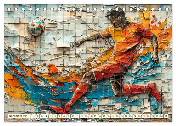 Produktbild: Fu&szlig;ball Graffiti - sportliche Kunst (Tischkalender 2026 DIN A5 quer), CALVENDO Monatskalender