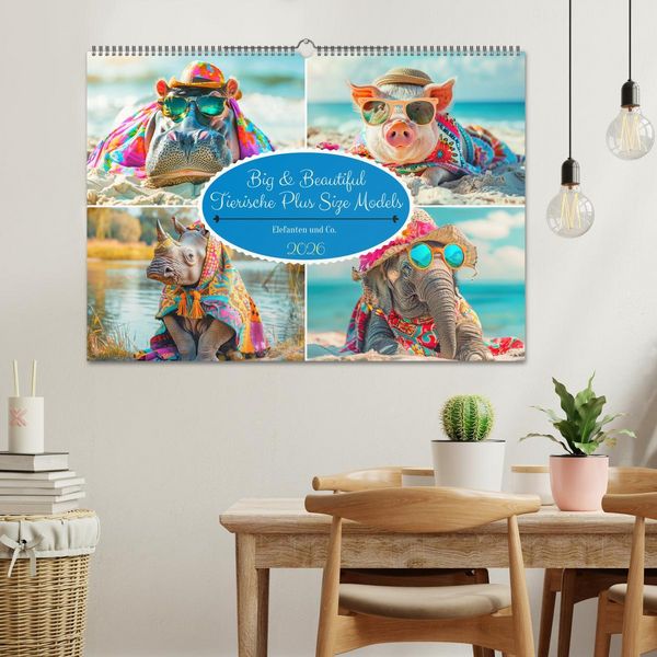 Produktbild: Big & Beautiful. Tierische Plus Size Models. Elefanten und Co. (Wandkalender 2026 DIN A2 quer), CALVENDO Monatskalender