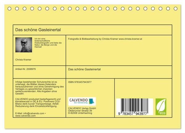 Produktbild: Das sch&ouml;ne Gasteinertal (Tischkalender 2026 DIN A5 quer), CALVENDO Monatskalender