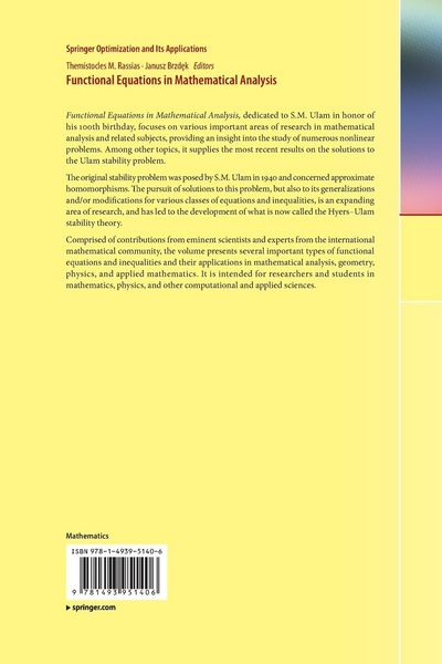 Produktbild: Functional Equations in Mathematical Analysis