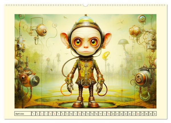 Produktbild: Fabelhafte Maschinen. Pop-Surrealistische Roboter-Tiere (hochwertiger Premium Wandkalender 2026 DIN A2 quer), Kunstdruck in Hochglanz