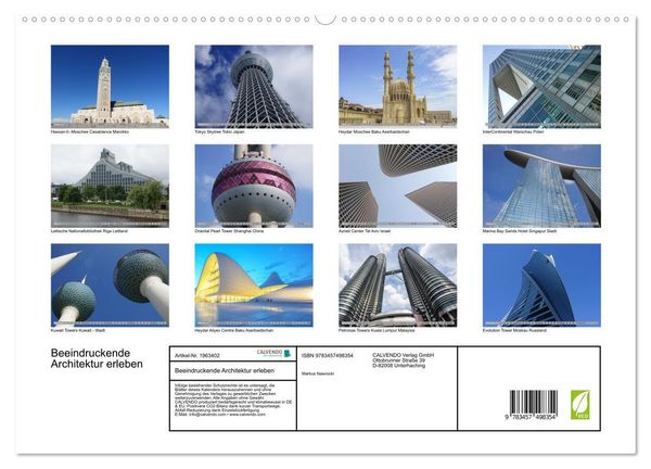 Produktbild: Beeindruckende Architektur erleben (hochwertiger Premium Wandkalender 2026 DIN A2 quer), Kunstdruck in Hochglanz