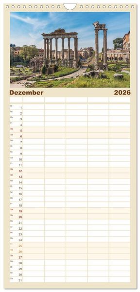 Produktbild: Familienplaner 2026 - Rom-Italien mit 5 Spalten (Wandkalender, 21 x 45 cm) CALVENDO
