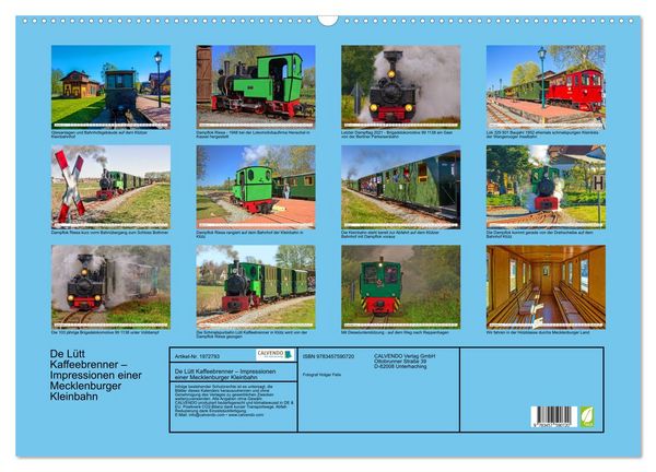 Produktbild: De L&uuml;tt Kaffeebrenner &ndash; Impressionen einer Mecklenburger Kleinbahn (Wandkalender 2026 DIN A2 quer), CALVENDO Monatskalender