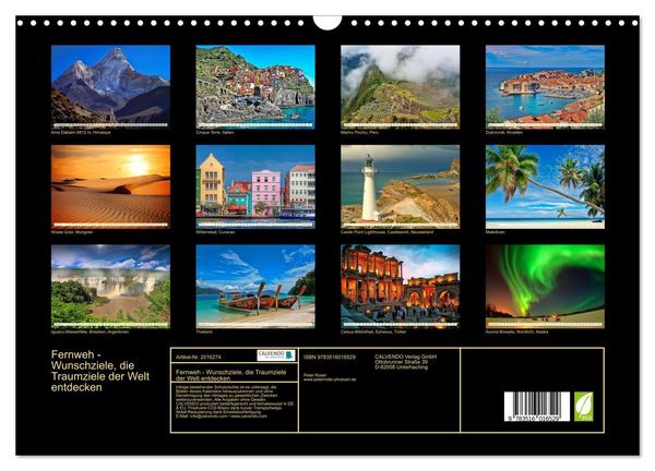 Produktbild: Fernweh - Wunschziele, die Traumziele der Welt entdecken (Wandkalender 2026 DIN A3 quer), CALVENDO Monatskalender