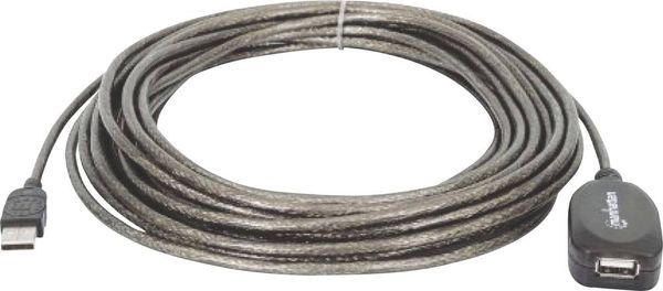 Produktbild: Manhattan USB-Kabel USB 2.0 USB-A Stecker, USB-A Buchse 10.00m Schwarz 150248