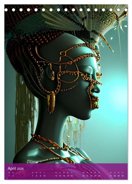 Produktbild: Voodoo-Sch&ouml;nheiten - Computertr&auml;ume aus der KI (Tischkalender 2026 DIN A5 hoch), CALVENDO Monatskalender