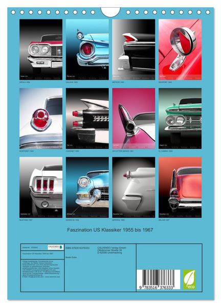 Produktbild: Faszination US Klassiker 1955 bis 1967 (Wandkalender 2026 DIN A4 hoch), CALVENDO Monatskalender