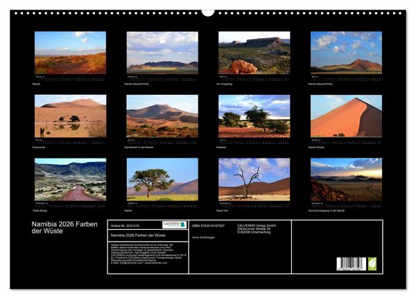 Produktbild: Namibia 2026 Farben der W&uuml;ste (Wandkalender 2026 DIN A2 quer), CALVENDO Monatskalender