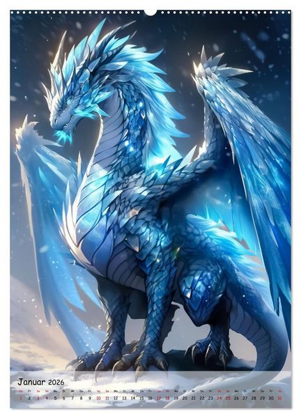 Produktbild: Gefl&uuml;gelte H&uuml;ter - Erleben Sie die Magie der Drachen (hochwertiger Premium Wandkalender 2026 DIN A2 hoch), Kunstdruck in Hochglanz