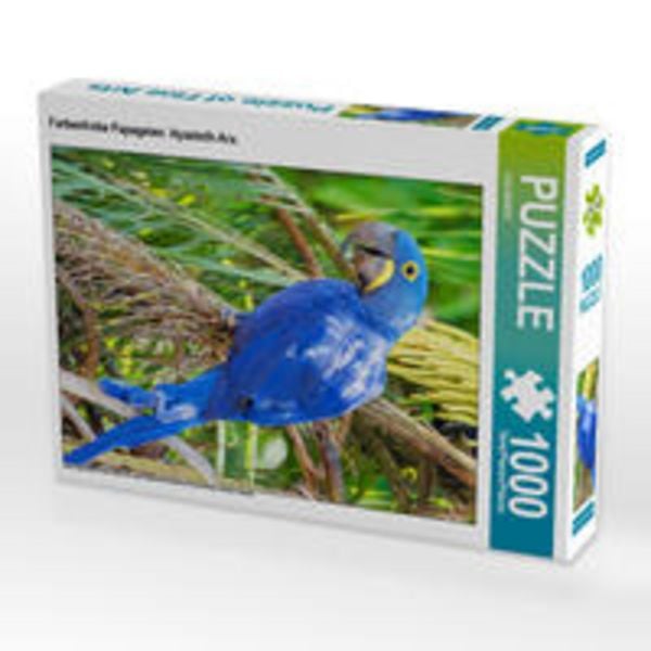 CALVENDO Puzzle Farbenfrohe Papageien: Hyazinth-Ara. | 1000 Teile Lege-Größe 64x48cm Foto-Puzzle für glückliche Stunden