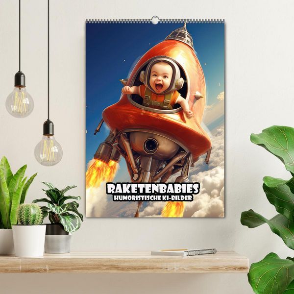 Produktbild: Raketenbabies - Humoristische KI-Bilder (Wandkalender 2026 DIN A2 hoch), CALVENDO Monatskalender
