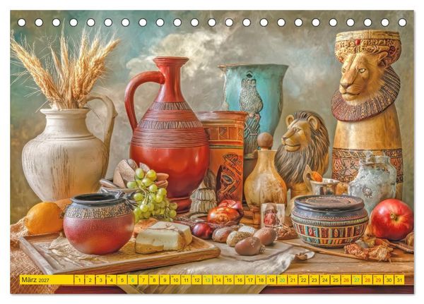 Produktbild: Afrikanische Stillleben - Der afrikanischen Kunst nachempfunden (Tischkalender 2027 DIN A5 quer), CALVENDO Monatskalender