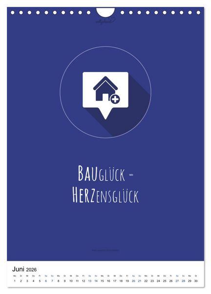 Produktbild: vollgeherzt: Der besondere Kalender f&uuml;r Bauherren mit motivierenden Hausbauzitaten (Wandkalender 2026 DIN A4 hoch), CALVENDO Monatskalender
