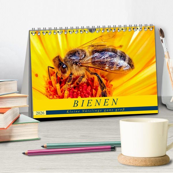 Produktbild: BIENEN - Kleine N&uuml;tzlinge ganz gro&szlig; (Tischkalender 2026 DIN A5 quer), CALVENDO Monatskalender