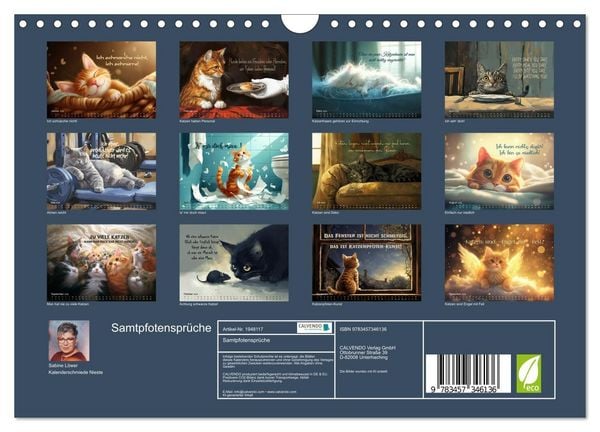 Produktbild: Samtpfotenspr&uuml;che (Wandkalender 2026 DIN A4 quer), CALVENDO Monatskalender