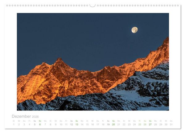 Produktbild: saas fee (hochwertiger Premium Wandkalender 2026 DIN A2 quer), Kunstdruck in Hochglanz