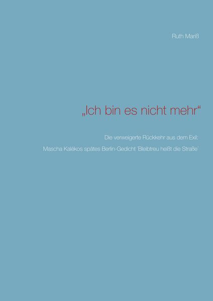 Produktbild: "Ich bin es nicht mehr"