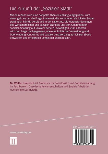 Produktbild: Die Zukunft der &bdquo;Sozialen Stadt&ldquo;