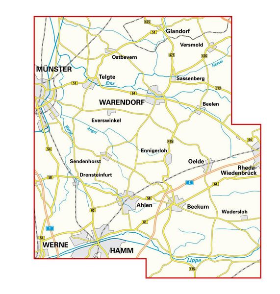 Produktbild: BVA Radwanderkarte Kreis Warendorf mit Knotenpunkten 1:50.000
