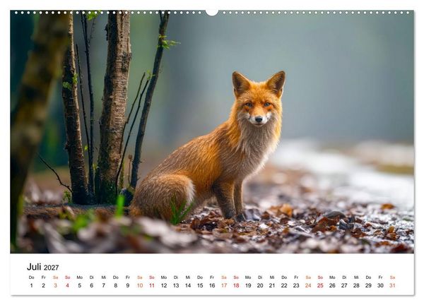 Produktbild: F&uuml;chse - Wanderer durch Moos und Farn (hochwertiger Premium Wandkalender 2027 DIN A2 quer), Kunstdruck in Hochglanz