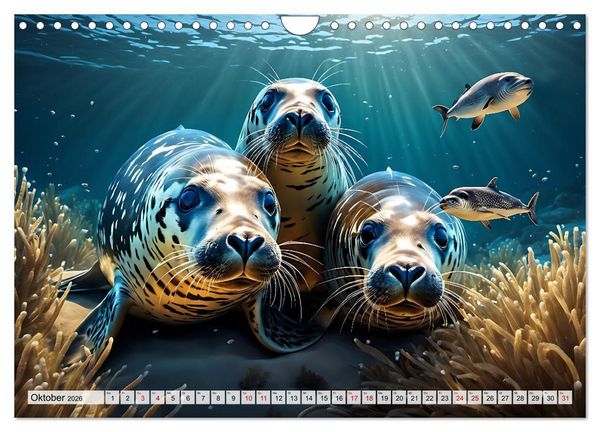 Produktbild: Freche Seehunde (Wandkalender 2026 DIN A4 quer), CALVENDO Monatskalender
