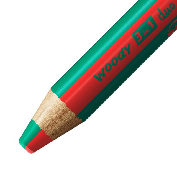 Produktbild: STABILO  woody 3 in 1 duo - zweifarbige Mine, 5er Set rot/dunkelgr&uuml;n