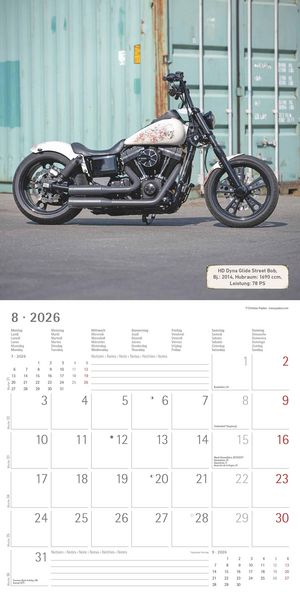 Produktbild: Harleys 2026 - Broschürenkalender 30x30 cm (30x60 geöffnet) - Kalender mit Platz für Notizen - Motorräder - Bildkalender - Wandplaner - Harley-Davidso